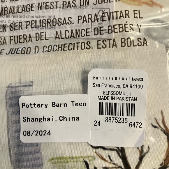 Pottery Barn Teen Elf  Queen cotton Sheet Set Bedding Christmas Trees NWT - Picture 8 of 8